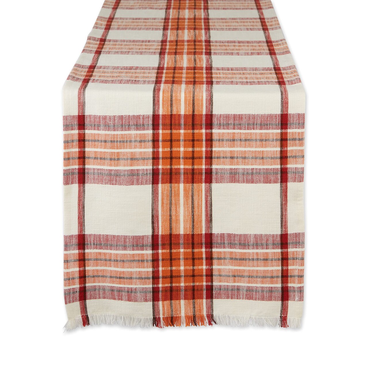 Thanksgiving & Fall Table Decoration Autumn Farmhouse Plaid, Table Runner, 14x108, Pumpkin Spice Orange